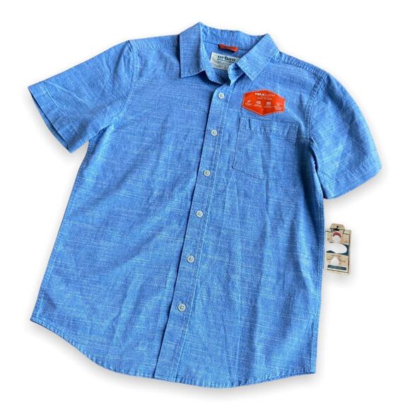 Urban Pipeline Maxwear Blue Poplin Shirt Short Sleeved NEW NWT Size Large - Picture 1 of 6